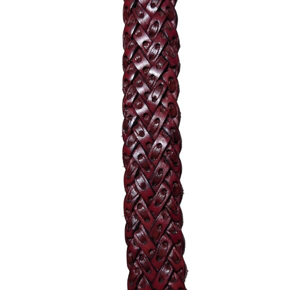 Rare Vtg M & P Hand Crafted in Mexico Hand Tooled Red Leather Braided Belt Sz 30 - Picture 3 of 8